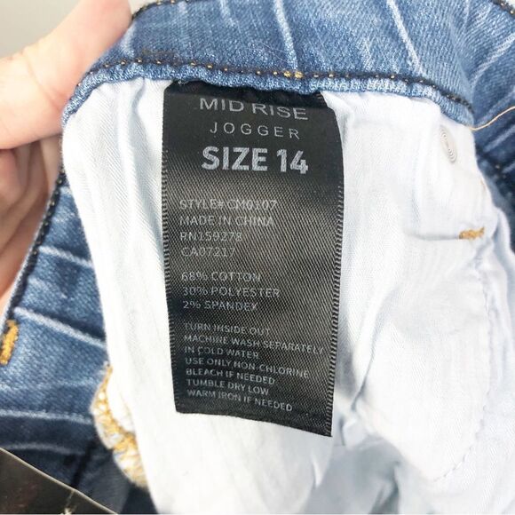 COPPERFLASH | NEW Pull-On Jogger Style Distressed Denim Jeans Women’s Size 14 - Picture 10 of 10